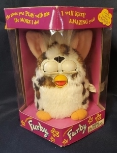 Furby in original box white with spots