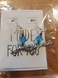 Greyhound Earrings with Blue accent