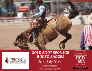 Gold Boot Sponsor Rodeo Badges - Sun, July 31st