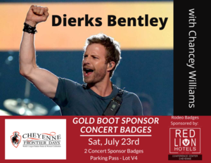 2 Gold Boot Sponsor Concert Badges! Sat, July 23rd