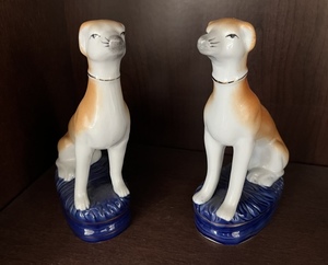 018 - Pair of Painted Ceramic Sitting Greys