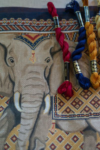 Elephant Needlepoint with Thread