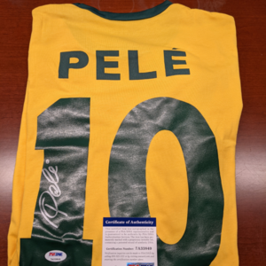 Pele Hand Signed Brazil Soccer Jersey