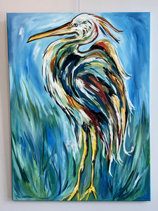 Colorful Crane Acrylic Painting