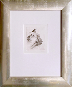 "Cat" Framed Drypoint Etching by Skip Rhode