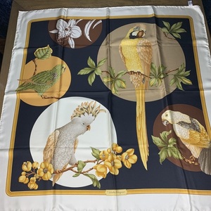 Ferragamo Italian Silk Parrot Scarf