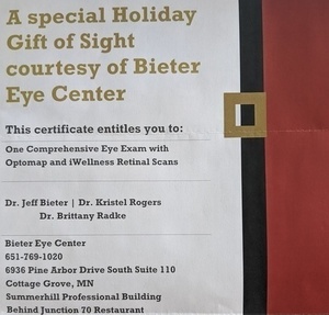 Eye exam & retinal scans; Bieter Eye Center