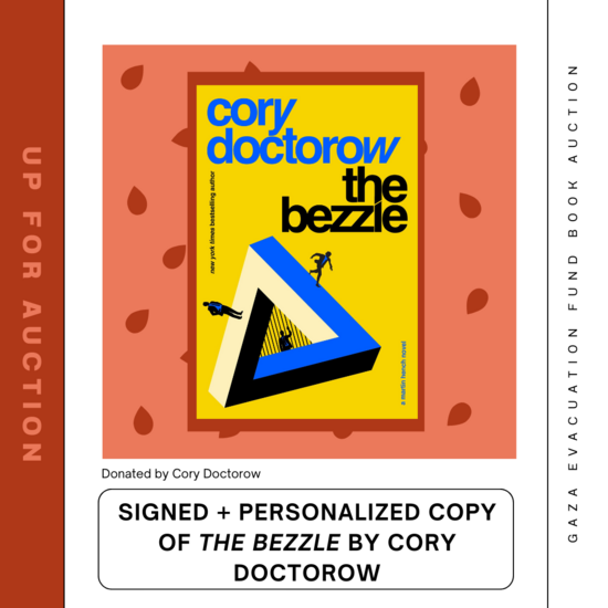Signed + personalized The Bezzle by Cory Doctorow
